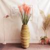 Vaso de Chão de Rattan do Sudeste Asiático Decoração Inserção Flor Seca Flor de Seda Flor Tecida Sala de Estar Sala de Jantar Decoração de Janela Resistente a Quedas