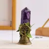 Pedra Lapidada de Cristal Natural Transfronteiriça Coluna de Cristal Árvore da Vida Sino Criativo Sino de Mão Adorno de Decoração de Adereço de Halloween