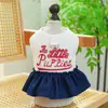 Pet Circle Roupas para Cães e Gatos Coleção Vestido com Bolso Jeans Floral Cão de Porte Pequeno e Médio Vestido com Suspensório Flor Vermelha Pequena