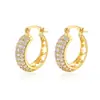 Brincos Pequenos de Cobre Novos Exquisitos de Luxo Leve da Moda Argolas Cheias de Diamante Versáteis Punhos de Orelha Super Brilhantes de Temperamento Francês para Mulheres