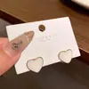 Puños y Pendientes de Esmalte con Forma de Corazón Dulces y Elegantes Estilo Coreano para Mujer, Pendientes y Accesorios para Orejas con Forma de Corazón Versátiles Estilo Retro de Hong Kong