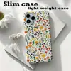 Funda de Teléfono con Película Floral de Pantalla Completa en Color Contrastante Estilo Niña para Apple 18 Pro Max, Estuche Duro Ligero de Cobertura Total para iPhone 17