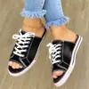 Comercio exterior 2021 verano Nuevas sandalias de mezclilla para mujer talla grande con tira cruzada planas peep toe