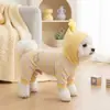 Ropa para Mascotas Estrella y Luna Ropa de Casa para Otoño e Invierno, Conjunto Cálido con Capucha de Cuatro Patas que Protege el Vientre para Perros Pequeños y Medianos