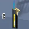 2023 Nuevo Encendedor Metálico Creativo Elegante Portátil Largo Recto a Prueba de Viento Llama Azul Encendedor Inflable
