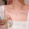 Collar de acero de titanio y plata de Corea del Sur para niñas, versátil, de alto sentido, con colgante de mariposa de perla, cadena de clavícula, joyería al por mayor