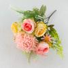 Ramo de Flores Artificiales Estilo Pastoral, Fresco y Sencillo, Rosas de Seda e Hortensias, Flores de Plástico, Flores Secas, Ramo de Novia, Decoración de Boda
