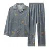 Pijamas Nuevos para Hombre Primavera y Otoño Manga Larga Imitación Algodón Talla Grande Otoño e Invierno Conjunto Casual para el Hogar para Hombre Que Se Puede Usar Afuera