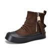 [Precio del Evento 188] Botines Cortos de Piel de Vacuno de Primera Capa, Botas Individuales Hechas a Mano, Botas de Cuero de Tacón Medio Plisadas de Otoño e Invierno, a la Moda