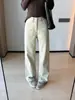 100% algodão! Jeans casuais de moda retos, versáteis, soltos, estreitos, confortáveis, de perna larga, na cor marrom, para mulheres