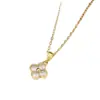 Colar Pingente Luochen Trevo da Sorte de Quatro Folhas com Zircônia Inlaid Luxo Acessível Pequena Fragrância Joia de Corrente de Clavícula Elegante de Alta Qualidade Nicho