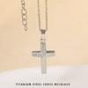 Collar de Cruz de Acero de Titanio Transfronterizo con Zircón Accesorios para Mujer, No se Desvanece, de Alta Gama, Nicho, Conserva el Color, Cadena de Clavícula de Lujo Ligero