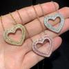 Hip-Hop Nuevo Collar con Colgante de Zircón con Forma de Corazón Hueco Simple Combinación Total Cadena para Clavícula Incrustación de Zircón Diseño Nicho para Mujer