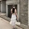 Ins Coreano Verano 2026 Nuevo Estilo Francés Deseo Puro Hombros Descubiertos Escote Hombros Descubiertos Ceñido a la Cintura Adelgazante Top Camiseta para Mujer