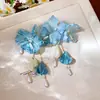Aretes de Flor de Tela Aguja de Plata con Borla de Circonita y Perla Ambiente Dulce Aretes Elegantes Versátiles Aretes de Alta Gama