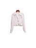 Shenzhen Nanyou Roupas Femininas de Alta Qualidade Outono Nova Moda Design Simples Elegante Estilo Francês Gola Polo Camisa Branca