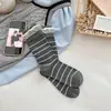 Meias Domi Bubble Femininas Meia de Cano Médio Meias de Algodão para Primavera e Outono Meias Femininas Listradas Estilo College Meias Femininas Estilo Ballet Meias Femininas Largas