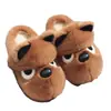 Pantuflas de algodón para mujer con diseño de cachorro enojado, para otoño e invierno, para pareja, de casa, suela gruesa antideslizante, cálidas para exteriores, lindas zapatillas de algodón peludo