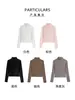 Camiseta de Manga Longa com Gola Alta e Zíper Parcial Cor Aveia para Mulheres Outono Slim-Fit Design que Valoriza Camada Interna Camada Externa Camada Base Top