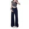 Jeans Retro Azul Oscuro de Alta Gama Pantalones Rectos para Mujer Otoño Cintura Alta Sueltos Casuales Pantalones de Pierna Ancha Pantalones Largos