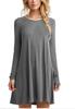 Vestido holgado y ajustado de manga larga con cuello redondo, color liso, para primavera, otoño e invierno, con explosiones europeas y americanas de AliExpress.
