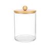 Hisopo de algodón con forma de diamante transparente, con cubierta de bambú, portátil, redondo, largo, combinado, caja de almacenamiento de algodón cosmético