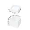 Conjunto de 4 peças de caixas expositoras de bolo acrílicas brancas pentagonais, adereços de exposição para banquetes, caixas expositoras para sobremesas e lanches