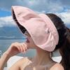Sombrero de Sol de Verano Estilo Coreano Sombrero Protector Solar Ala Grande Cubre Rostro Celebrante Cibernético Sombrero de Concha Aro para el Cabello Enrollable Portátil Sombrero de Sol para Mujer