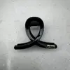 Nuevo Pasador Negro de Alta Gama para Mujer, Pinza de Tiburón Hecha a Mano con Etiqueta Dorada de Letra, Pasador Sencillo en la Parte Posterior de la Cabeza, Grande Elegante