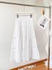 Novedad Primavera y Verano Estilo Francés Blanco Cintura Alta Adelgazante Elegante Falda Abullonada para Mujer con Dobladillo Grande Plisado Falda de Pastel en Capas Ropa de Mujer