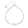 Wanying Jewelry Tobillera de Plata Rota y Perla Plata de Ley S925 Estilo Coreano Casual Retro Joyería de Alta Gama Accesorios de Estilo Frío