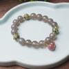 Pulsera Hecha a Mano de Ágata Ahumada Tipo Hielo del Templo con Esmalte y Calabaza Morada de la Fuente de Sal, Pulsera Iluminadora, Joyería de Regalo para Mejores Amigas