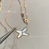 Colar Cruzado Shangmei Branco Pérola para Mulheres, Versão de Luxo, Corrente Clavicular Ouro V 18K Ouro Rosa, Atacado, Direto do Fabricante, Dropshipping