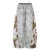 Pantalones de Pierna Ancha con Parches de Leopardo Retro Americano, Letras con Perforaciones Calientes, Ropa Urbana de Moda para Mujer, Holgados, con Caída, Casual, Deportivos, Largos