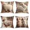 Funda de Almohada de Pascua con Bordado Falso de Conejo 3D y Animalitos Pequeños, Cojín Decorativo para Sofá, Respaldo de Cama, Personalizable