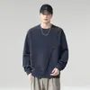 Moletom de manga comprida resistente estilo americano para homens, novo modelo outono 2026, design diagonal, casual e versátil, blusa de manga comprida com gola redonda