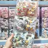 2 peças por pacote, Scrunchies de tecido xadrez de frutas morango limão estilo coreano, Elásticos de cabelo fofos para meninas