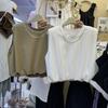 Estilo Europeu e Americano Estilo Curto Sem Mangas Cintura Justa Camiseta Feminina Verão Solta Emagrecimento Versátil Casual Roupa Exterior Top