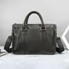 Pasta de Couro Genuíno para Viagem de Negócios Bolsa Casual Bolsa Transversal Pasta para Laptop Masculina