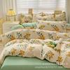 Conjunto de Roupa de Cama de Quatro Peças em Algodão Lavado Estilo Ins, Caxemira à Base de Plantas Escovada, Algodão Lavado de Nantong, Antibacteriano e Antimicrobiano