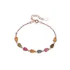 Yiluyin Turmalina Colorida Plata de Ley S925 Chapado en Oro Rosa Color Caramelo Patrón de Calabaza Pulsera de Plata Más Vendida al por Mayor