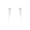 Arete largo de borla de diamantes flash de lazo de alta gama para mujer, diseño de verano, clip para cartílago de la oreja de amor, sin necesidad de perforación, moda