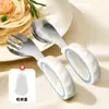Cuchara para bebés que aprenden a comer solos, Cuchara de silicona con mango suave para alimentar, Juego de tenedor y cuchara para niños