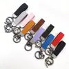 Pingente de Chaveiro de Couro Camurça Exquisito para Carro, Chaveiro com Argola de Mola Destacável em Liga de Zinco, Pingente Simples para Chave