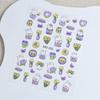 Calcomanía para uñas oso lindo tulipán conejo relieve animal de dibujos animados tridimensional flor pequeña romántica calcomanía para uñas