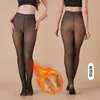 200g Preto Translúcido Cor da Pele Sem Lã Peça Única Cruzamento na Virilha Transfronteiriça Alta Qualidade Verdadeiramente Translúcido Forrado com Lã Espessado Calça Camada Base Feminina Outono Inverno Proteger