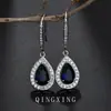 Brincos de Moda Europeus e Americanos em Forma de Gota d'Água, Brincos Simples e Sofisticados de Zircônia para Mulheres, Brincos Elegantes e Estilosos Estilo Ins Venda por Atacado