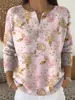 Sudadera con Botones y Cuello en V de Nuevo Estilo Transfronteriza de Manga Larga Otoño e Invierno con Estampado Moda Personalizada Chaqueta Suéter Casual para Mujer