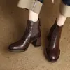 Botines Chelsea Retro de Punta Redonda para Mujer 2026 Temperamento Modernos Otoño/Invierno Plataforma de Tacón Grueso Tacón Alto Botas Ajustadas Elásticas Botines Cortos