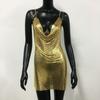 2023 Amazon Vestido Caliente Sexy Cadena de Diamantes Falda de Lentejuelas Metálicas Nuevo Vestido Líquido de Chica Caliente de Club Nocturno